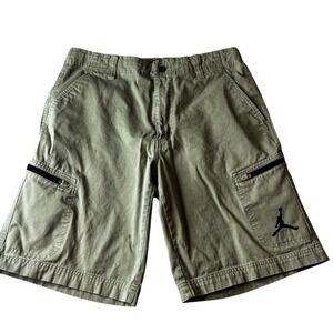 Jordan Olive Green Cargo Shorts Mens Size 34 Black Jumpman Logo Casual
